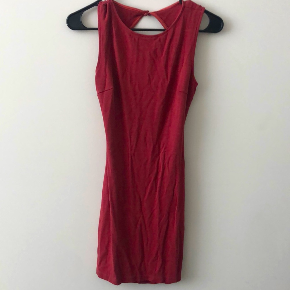 Burnt orange bodycon open back dress!
